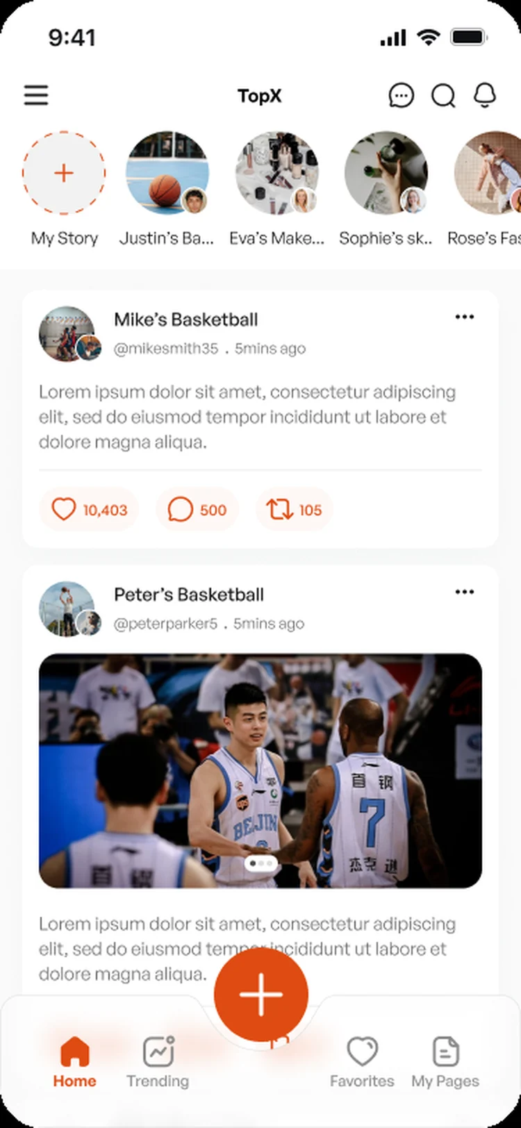 The TopX home feed on iPhone