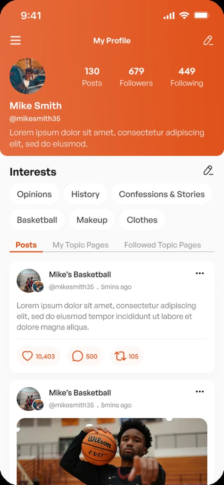 A TopX profile screen on iPhone